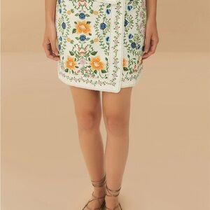 FARM Rio Floral Mini Skirt - White, Blue, Orange